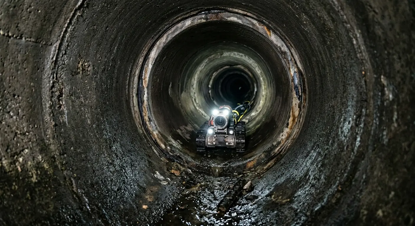 Robotic sewer camera inspecting pipe interior for Sewer Line Repair in Tyler